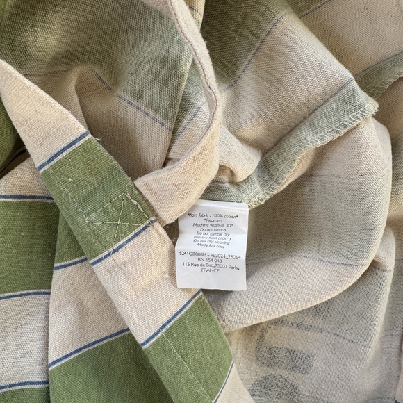 new Sézane Bonjour Seattle green striped amour tour canvas tote limited edition - Picture 3 of 4